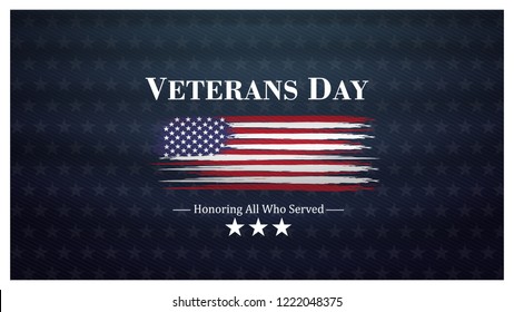 veterans day, November 11, honoring all who served, posters, modern design vector illustration