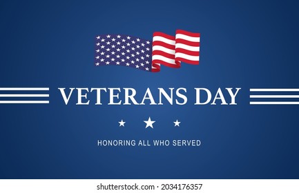 veterans day, November 11, honoring all who served, posters, modern design vector illustration