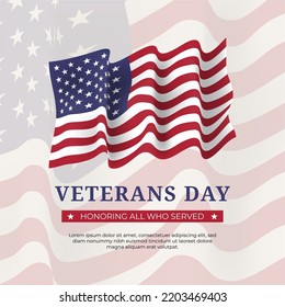 veterans day, November 11, honoring all who served, banner with american flag