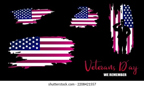 Veterans Day, November 11. Honoring all who served, posters, modern design vector illustration for banners, posters, postcards.	