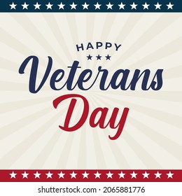 veterans day November 11th modern creative banner, sign, design concept, social media post with text, starts and and american flag