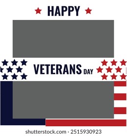 veterans day November 11th modern creative banner, sign, design concept, social media post with text, starts and and american flag