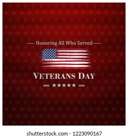 veterans day, November 11,united states flag and honoring all who served, posters, modern design vector illustration	