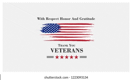 veterans day, November 11,united states flag, with respect honor and gratitude posters, modern design vector illustration