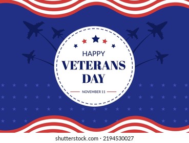 Veterans Day on November 11 Template Hand Drawn Cartoon Flat Illustration with USA Flag and Army to Honoring All Who Served