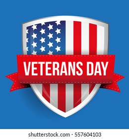 Veterans Day on USA flag shield