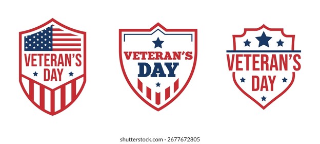Conjunto de Vector de escudo patriótico del Día del Veterano