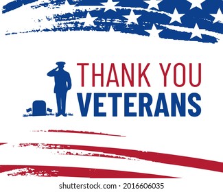 Veteran's day poster. Honoring all who served. Veteran's day illustration with american flag and silhouette of soldier