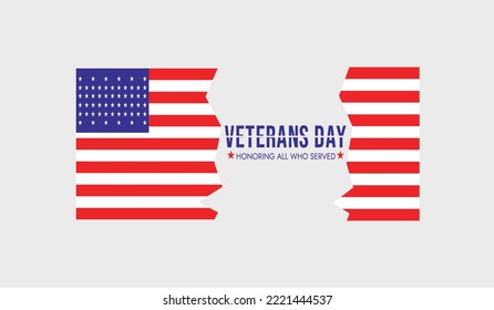 Veterans Tagesplakat. Ehrerbietend für alle, die serviert haben. Illustrationsvektor der veteranischen Tagesgrafik mit amerikanischer Flagge.