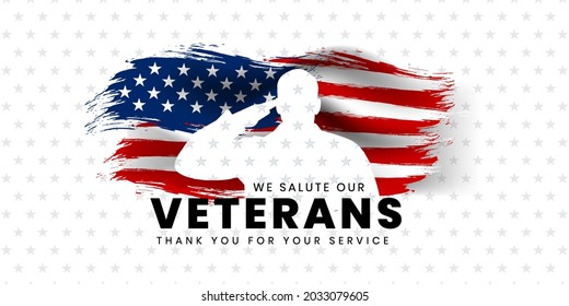 Veterans day poster. Veteran's day illustration with american flag, 11th November, Vector illustration 