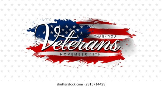 	
Veterans day poster. Veteran's day illustration with american flag, 11th November, Vector illustration