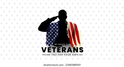 Veterans day poster. Veteran's day illustration with american flag, 11th November, Vector illustration