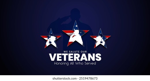 Veterans day poster. Veteran's day illustration with american flag, 11th November, Vector illustration	