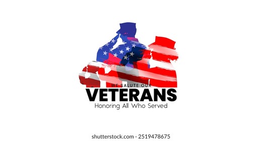 Veterans day poster. Veteran's day illustration with american flag, 11th November, Vector illustration	