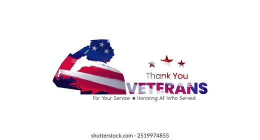 Veterans day poster. Veteran's day illustration with american flag, 11th November, Vector illustration