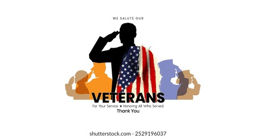 Veterans day poster. Veteran's day illustration with american flag, 11th November,can use for, landing page, template, ui, web, mobile app, poster, banner, flyer, background.
Vector illustration