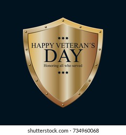 Veterans day poster. US military armed forces soldier in silhouette saluting. Vector illustration on the theme: veterans day, 11th November, patriotism, happiness, pride, America, USA, parade