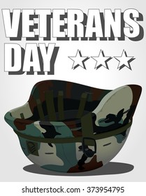 veterans day poster. vector illustration of military helmet