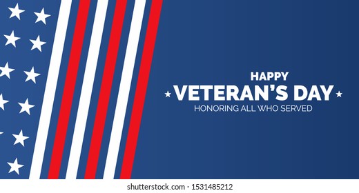 Veteran's Day Poster.Ehrerbietend für alle, die serviert. Veteran-Tagesillustration mit amerikanischer Flagge