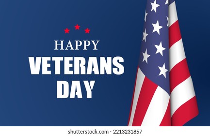 Veteran's day poster.Honoring all who served. Veteran's day illustration with american flag 