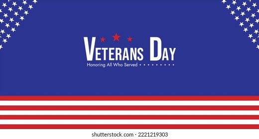 Veteran's day poster.Honoring all who served. Illustration vector of veteran's day illustration with american flag. 