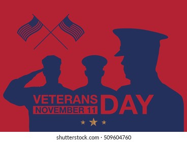 Veterans day promo banner. Greeting card or poster. Vector illustration EPS 10