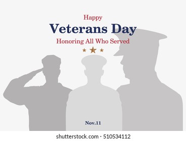 Veterans day promo banner. Greeting card or poster. Vector illustration EPS 10
