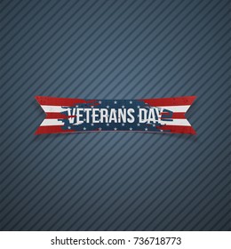 Veterans Day realistic bent textile Ribbon