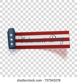 Veterans Day realistic patriotic textile Ribbon