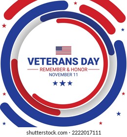 Veterans Day, Remember and Honor Patriotic American Background Replaceable text Vector. November 11 veterans day backdrop design