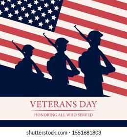 Veterans Day. Respect all who served. 11th of November. National American holiday event. Flat vector illustration EPS10