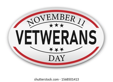 Veterans Day retro paper web badge vector illustration