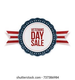 Veterans Day Sale Blue Emblem With Ribbon