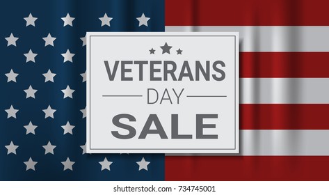 Veterans Day Sale Celebration Shopping Promotions And Price Discount National American Holiday Banner Vector Illustration