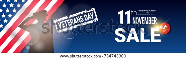 Veterans Day Sale Celebration Shopping Promotions Stock Vector