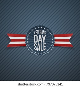 Veterans Day Sale festive Label with Ribbon