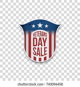 Veterans Day Sale greeting Label with Text