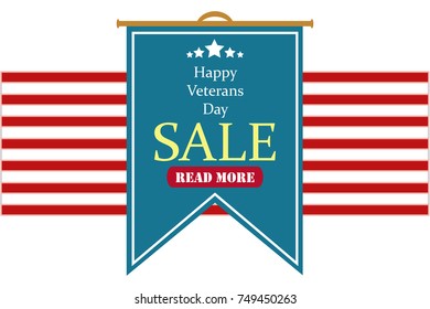 Veterans day sale with horizontal banner or poster template design