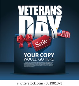 Veterans Day Sale shopping bag Background EPS 10 vector royalty free stock illustration for greeting card, ad, promotion, poster, flier, blog, article, social media, marketing