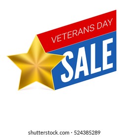 Veterans day sale. Sticker, banner, national holiday template Vector illustration