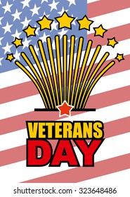 Veterans Day. Salute honoring American heroes on  background of USA  flag. Vector illustration of patriotic national holiday United States