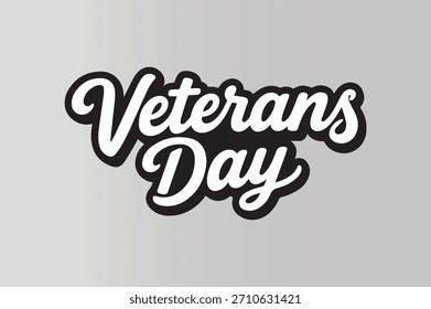 Escrita de Dia dos Veteranos com Contorno Retroativo