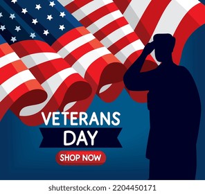 veterans day shop now lettering
