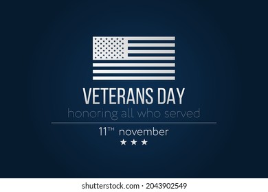 Veterans day simple greeting card with USA flag. Vector illustration