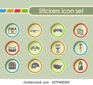 veterans day simple vector icons on round stickers