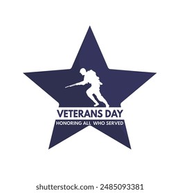 veterans day soldiers on the background of the star. Honoring all who served	