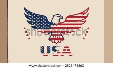 Veterans Day Stylized eagle logo with American flag pattern for Veterans Day branding isolated on neutral background USA