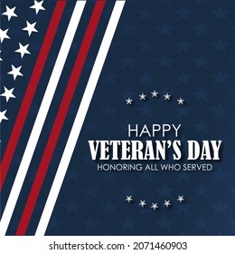 Veteran's Day Template.Honorieren Sie alle, die serviert. Veteranentag-Illustration mit amerikanischen Flaggenmustern