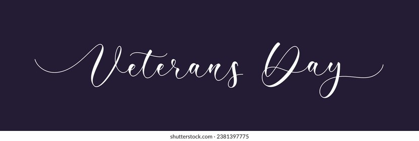 Veterans day text. Elegant hand drawn lettering typography design. USA Veterans Day calligraphic inscription.