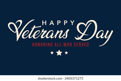 Veterans day text hand lettering quote for banner poster or card